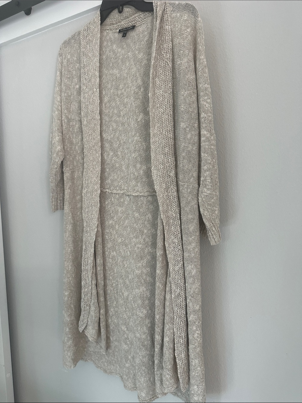 Eileen Fisher Light Beige Open-Front Knit Cardigan